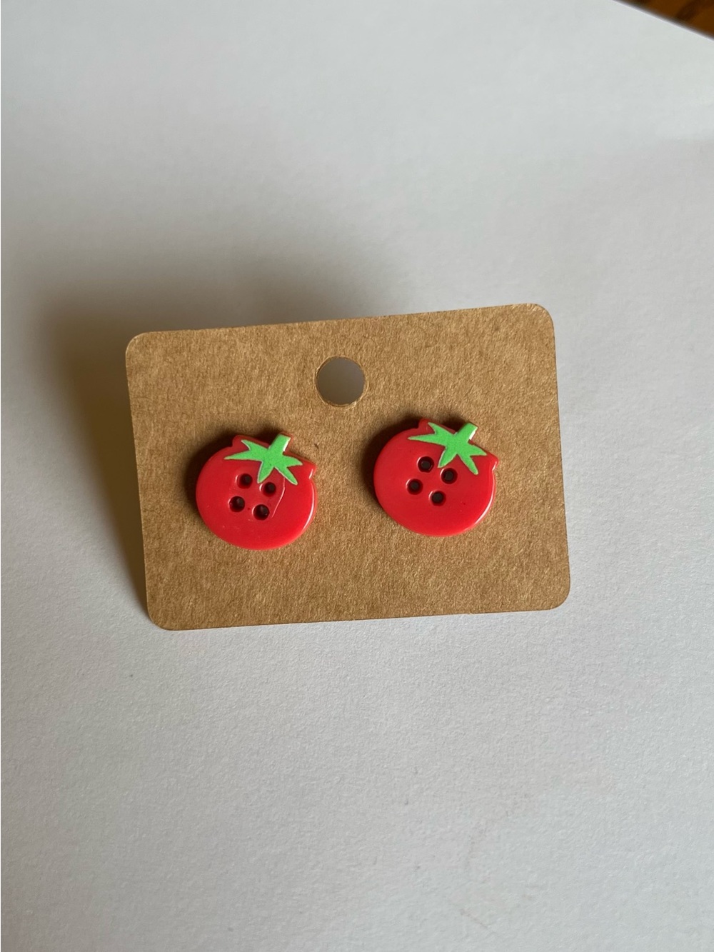 2/$15- Tomato Button Stud Earrings - Handmade